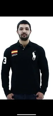 Polo Ralph Lauren Big Pony Black Spain Flag Long Sleeve Size S • $65