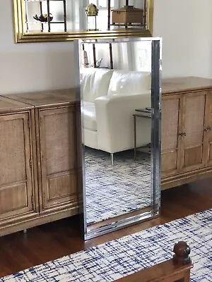 Mid Century Modern Chrome Frame In Frame Wall Mirror • $850