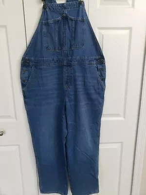 Old Navy Carpenter Blue Jean Denim Overalls Women Size 18 Plus Long 100% Cotton • $28