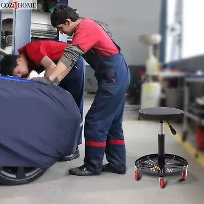 Pneumatic Chair Shop Garage Tray Mechanics Rolling Creeper Seat Stool Adjustable • $44