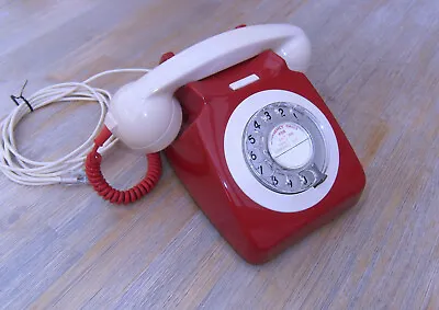 Super Original Vintage Gpo 746 Rotary Dial Telephone Red Ivory Fully Refurbished • £49.99