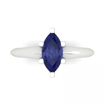 1 Marquise Designer Statement Bridal Simulated Tanzanite Ring 14k White Gold • £253.05
