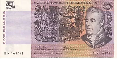 $75 • Buy 1972 Australia $5 Dollars Banknote - Phillips / Wheeler - R204 - AUNC - # 27276