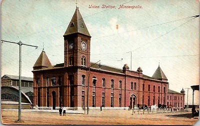 Minneapolis Minnestoa MN Union Streetcar Station Clock Tower C1910s Postcard A99 • $4.99