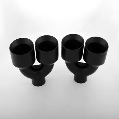 Pair All Black QUAD 4  Out 2.5  In 9  Long Angle Cut Dual Wall Exhaust Tips • $218.97