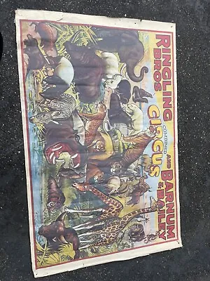 $75 • Buy Original Vintage RINGLING BROS. & BARNUM & BAILEY CIRCUS Animals Poster 36x24in