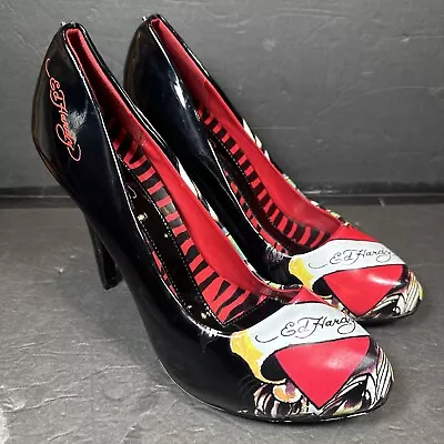 ED HARDY WOMEN'S SUNSET PUMP BLACK-10FSS101W High Heel Size 9 • $39.99