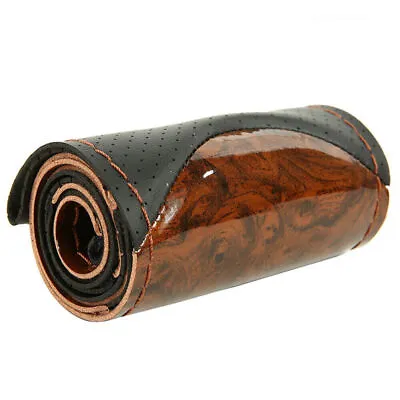 Wood Leather Car Steering Wheel Cover Non-slip Booster Protection Case Part 38CM • $8.36