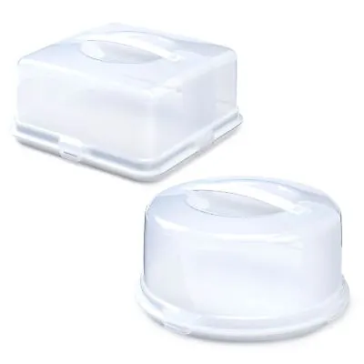 Cake Box Storage Container Portable Clear Cake Carrier With Lid Lockable Cover • £12.99