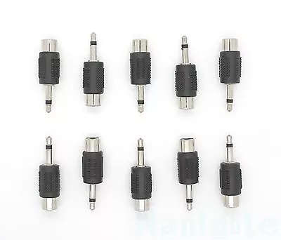 3.5mm Mono Mini Jack Plug To Phono RCA Socket Adapter Converter Bulk 10 Pack • £3.99