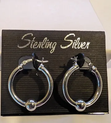 Cape Cod Stering Silver 25mm Hoop Ball Earrings • $48