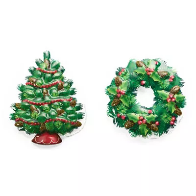 Wreath And Tree Assortment Cake Top (4 Pieces) Winter Themed Cake Decor • $14.99