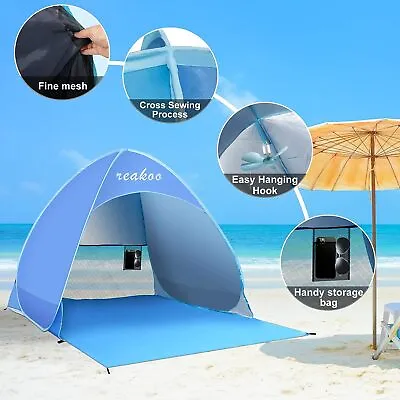 Beach Tent Family Shelter 2-4 Person Outdoor Instant Pop Up Camping Sun Shade UV • £16.99
