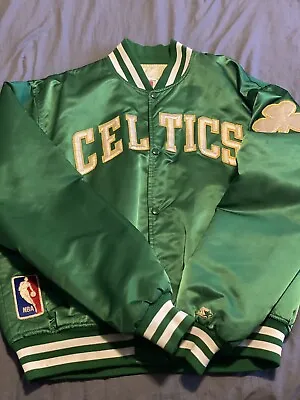 BOSTON CELTICS NBA Vintage STARTER Satin Jacket Green Bomber Mens XL • $250