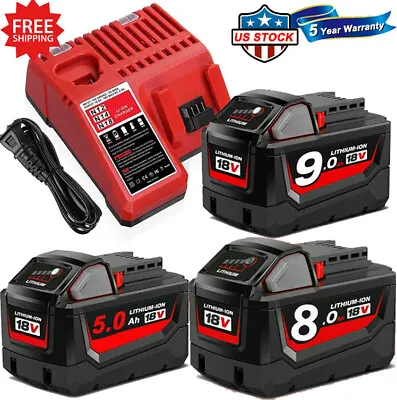 2X For Milwaukee For M18 18V 12.0AH Extended Lithium 48-11-1890 Battery/ Charger • $69.92