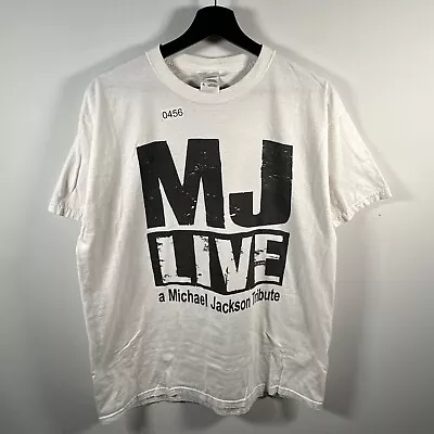 Y2K Fruit Of The Loom MJ Live Michael Jackson Tribute Mens White T Shirt Size XL • $19.99