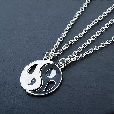 Black And White Yin Ying Yang Necklace Pendant Couples Lover Best Friends • $20.20