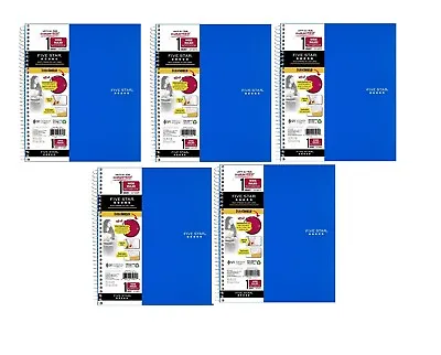 Lot Of 5 Five Star Spiral Notebook 1 Subject Wide Ruled Double-Sided 120 Sheet • $17.27