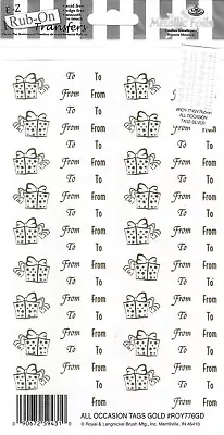 E-Z Rub-On Metallic Foils (All Occasion Tags Gold) Papercraft Hobby - ROY776GD • £2.25