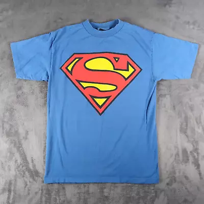 Vintage 90s Superman T Shirt DC COMICS 1996 Giant Tag M USA  Superhero Blue • $13