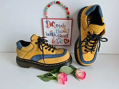 £199 • Buy Dr Doc Martens 8345 Platform Yellow Blue DMs England Vintage Boots Chunky UK5