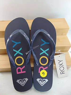 Roxy  (BRAND NEW W/TAGS) Flip Flop Sandal Black W/Colored Lettering 9 M • $12.50