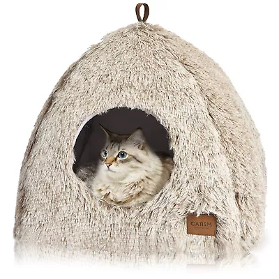 Small Dog Cat Pet Calming Bed Warm Soft Plush Nest Comfy Sleeping Kennel Cave AU • $29.99