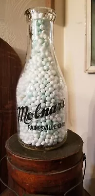 Antique ACL Painted Label Round Milk Bottle Quart MOLNAR'S PAINESVILLE   OHIO  • $10