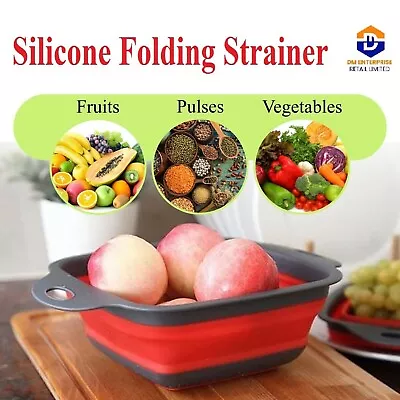 Kitchen Collapsible Colander Folding Strainer Silicone Space-Save Sieve Cooking • £6.29