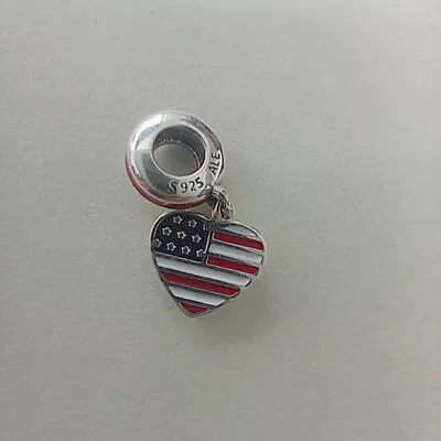 Pouch Pandora Charm Usa Heart Flag Retired Bead With • £23