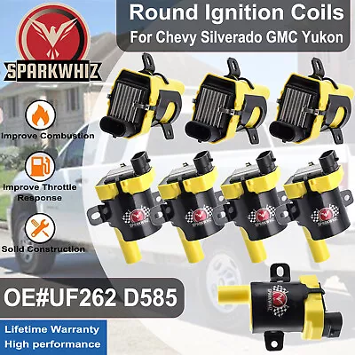 Round Ignition Coil Spark Plug 8Pack For Chevy Silverado GMC LS1 LS3 4.8 5.3 6.0 • $89.95