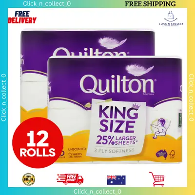 2 X 6 Pack Quilton King Size Unscented Bathroom Toilet Paper Rolls 3 Ply Softnes • $13.83