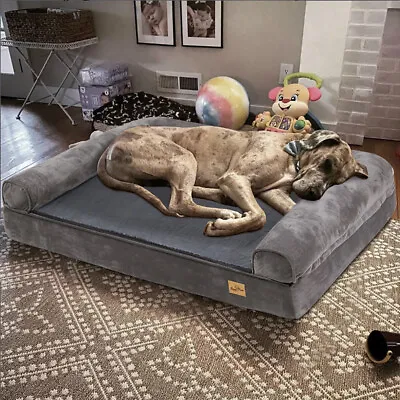 $82.97 • Buy Deluxe Plush Orthopedic Dog Bed M-XXL Bolstered Dog Sleeping Sofa Bed Waterproof