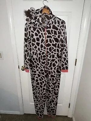 Giraffe One Piece Pajamas Costume Secret Treasures XL Women's Hooded Tail • £5.63