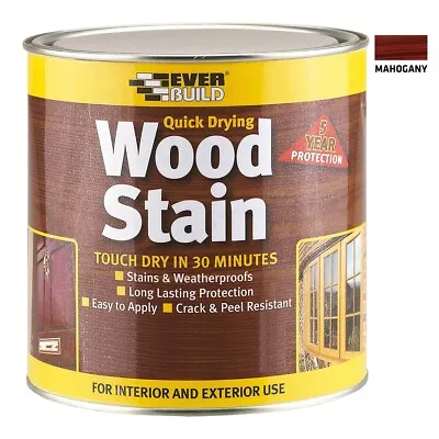 Everbuild Quick Drying Wood Stain 250ml Weatherproof Satin Mahogany • £6.50