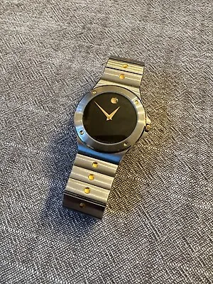 Movado SE Stainless 2-Tone Case | Black Museum Dial Men's Watch - 0600600 • $379