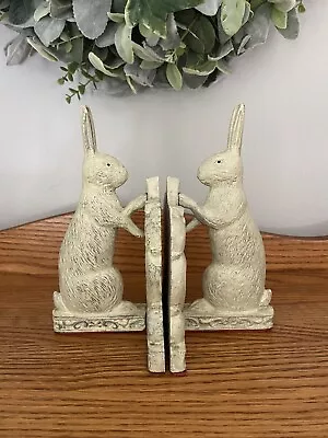 Set Of 2 Cast Iron Standing Bunnies Rabbits Bookends Vintage Antique Bunny • $59.99