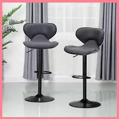 Swivel Bar Chairs Set Of 2 Gray Counter Height PU Leather Adjustable Bar Stools • $154.99