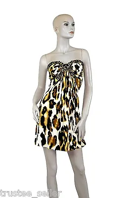 NWT SKY BRAND Women's Party Sexy Onyx Gemstone Deco Leopard Print Mini Dress • $199.75