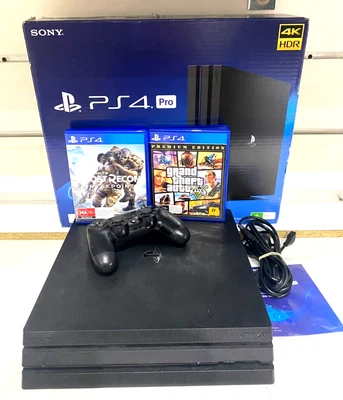 $102.50 • Buy Sony PlayStation 4 PS4 Pro 1TB With Controller Black Console CUH-7202B + 2 Games