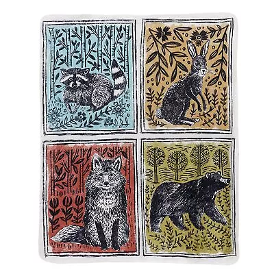 MANUAL WOODWORKERS & WEAVERS Throw Blanket Woodblock Woodland Animals 50  X 60  • $68.99