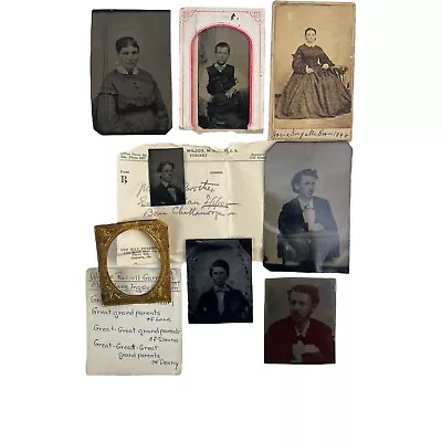 Antique Victorian Photograph Photo Group Lot 6 Daguerreotype Tintypes Gold Matte • $50