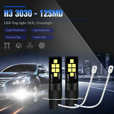 2X H3 LED Fog Light Bulb Conversion Kit 2000W 270000LM 6000K Driving Lamp • $13.37
