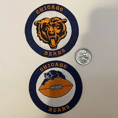 (2) CHICAGO BEARS Embroidered Iron On  Patches Patch Lot Vintage NFL 3” X 3” • $9.99