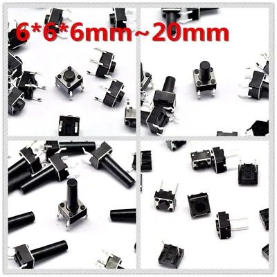 100pcs ON/OFF Micro Switch Touch Button DIP 4 Pin 6*6*6/5/7/8/10/12/15/20/4.3    • $3.51