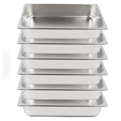 6 Pack Full Size 2 /4  Deep Steam Table Pans + Stainless Steel 201 Buffet Pans • $23.75