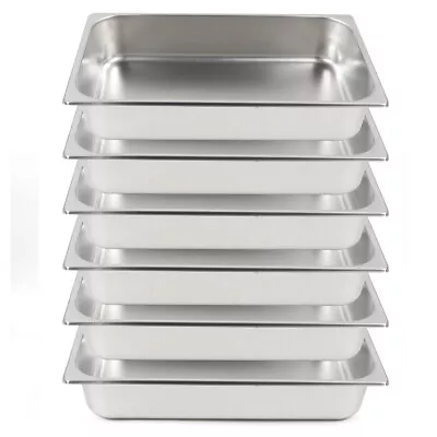 6 Pack Full Size 4  Deep Stainless Steel Steam Prep Table Buffet Food Pan Hotel • $37