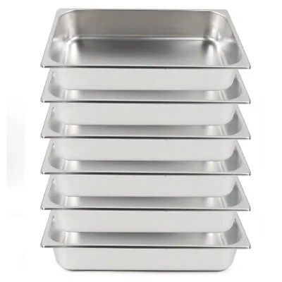 6Pcs Deep Full Size Steam Prep Table Food Pan Buffet Stainless Steel Pan 1.3 /4  • $23.75