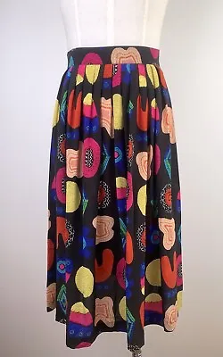 Gorman + Liz Payne Size 6 Ode Silk Skirt NWT Multicolour Abstract Print Pleated • $49