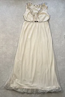 Vintage St Michael Nightie Nightgown Maxi Long Night Dress Women’s Beige • £19.99